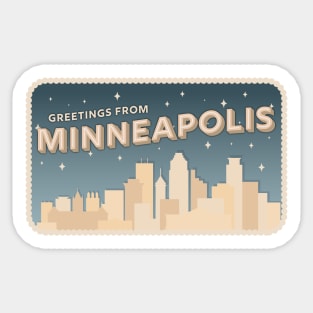 Greetings From Minneapolis Minnesota Retro Night Sticker